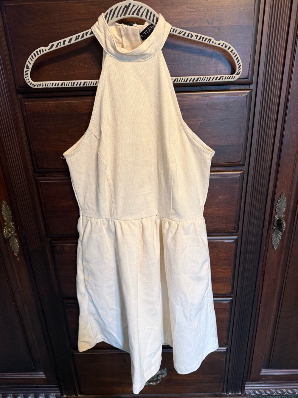 STATE Cream Halter Neck Sleeveless Dress